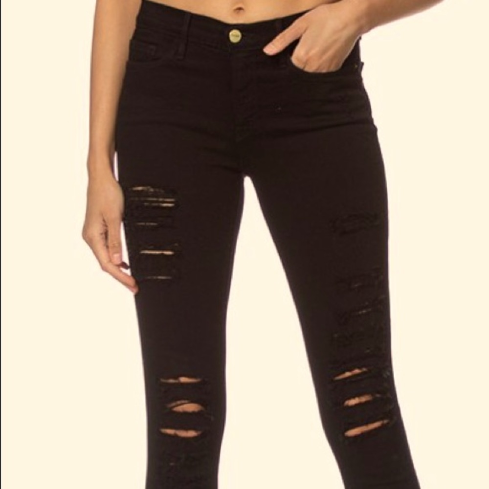 FRAME le skinny de Jeanne in black- size 27